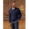 imagePJ PAUL JONES Men Quarter Zip Pullover Sweaters Casual Lightweight Knit Dress SweaterNavy Blue