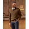 imagePJ PAUL JONES Men Quarter Zip Pullover Sweaters Casual Lightweight Knit Dress SweaterYellow Coffee