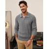 imagePJ PAUL JONES Men Sweaters V Neck Cable Knit Sweater Fall Casual Slim Fit PulloverGray