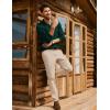 imagePJ PAUL JONES Men Sweaters V Neck Cable Knit Sweater Fall Casual Slim Fit PulloverGreen