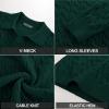 imagePJ PAUL JONES Men Sweaters V Neck Cable Knit Sweater Fall Casual Slim Fit PulloverGreen