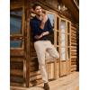 imagePJ PAUL JONES Men Sweaters V Neck Cable Knit Sweater Fall Casual Slim Fit PulloverNavy Blue