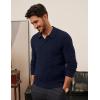 imagePJ PAUL JONES Men Sweaters V Neck Cable Knit Sweater Fall Casual Slim Fit PulloverNavy Blue