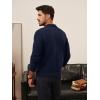 imagePJ PAUL JONES Men Sweaters V Neck Cable Knit Sweater Fall Casual Slim Fit PulloverNavy Blue
