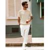 imagePJ PAUL JONES Mens Casual TShirts Classic Short Sleeve Knit Tees Crewneck Solid Tee ShirtsApricotstriped
