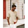imagePJ PAUL JONES Mens Casual TShirts Classic Short Sleeve Knit Tees Crewneck Solid Tee ShirtsApricotstriped