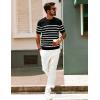 imagePJ PAUL JONES Mens Casual TShirts Classic Short Sleeve Knit Tees Crewneck Solid Tee ShirtsBlackstriped