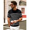 imagePJ PAUL JONES Mens Casual TShirts Classic Short Sleeve Knit Tees Crewneck Solid Tee ShirtsBlackstriped