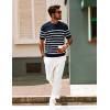 imagePJ PAUL JONES Mens Casual TShirts Classic Short Sleeve Knit Tees Crewneck Solid Tee ShirtsNavy Bluestriped