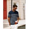 imagePJ PAUL JONES Mens Casual TShirts Classic Short Sleeve Knit Tees Crewneck Solid Tee ShirtsNavy Bluestriped