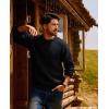 imagePJ PAUL JONES Mens Crewneck Sweater Casual Textured Knitted Pullover Long Sleeves Pullover Sweaters Winter SweaterBlack