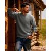 imagePJ PAUL JONES Mens Crewneck Sweater Casual Textured Knitted Pullover Long Sleeves Pullover Sweaters Winter SweaterGrey