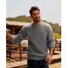 imagePJ PAUL JONES Mens Crewneck Sweater Casual Textured Knitted Pullover Long Sleeves Pullover Sweaters Winter SweaterGrey