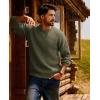 imagePJ PAUL JONES Mens Crewneck Sweater Casual Textured Knitted Pullover Long Sleeves Pullover Sweaters Winter SweaterGrey Green