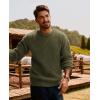 imagePJ PAUL JONES Mens Crewneck Sweater Casual Textured Knitted Pullover Long Sleeves Pullover Sweaters Winter SweaterGrey Green