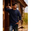 imagePJ PAUL JONES Mens Crewneck Sweater Casual Textured Knitted Pullover Long Sleeves Pullover Sweaters Winter SweaterNavy Blue
