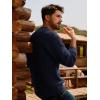 imagePJ PAUL JONES Mens Crewneck Sweater Casual Textured Knitted Pullover Long Sleeves Pullover Sweaters Winter SweaterNavy Blue