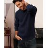 imagePJ PAUL JONES Mens Crewneck Sweater Casual Textured Knitted Pullover Long Sleeves Pullover Sweaters Winter SweaterNavy Blue