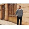 imagePJ PAUL JONES Mens Quarter Zip Pullover Sweaters Casual Waffle Texture Mock Neck Polo SweaterGrey