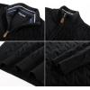 imagePJ PAUL JONES Mens Quarter Zip Sweater Cable Knitted Pullover Sweaters Textured Solid Colors SweaterBlack