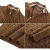 imagePJ PAUL JONES Mens Quarter Zip Sweater Cable Knitted Pullover Sweaters Textured Solid Colors SweaterBrown