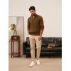 imagePJ PAUL JONES Mens Quarter Zip Sweater Cable Knitted Pullover Sweaters Textured Solid Colors SweaterBrown