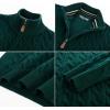 imagePJ PAUL JONES Mens Quarter Zip Sweater Cable Knitted Pullover Sweaters Textured Solid Colors SweaterDark Green