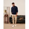 imagePJ PAUL JONES Mens Quarter Zip Sweater Cable Knitted Pullover Sweaters Textured Solid Colors SweaterNavy Blue