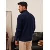 imagePJ PAUL JONES Mens Quarter Zip Sweater Cable Knitted Pullover Sweaters Textured Solid Colors SweaterNavy Blue