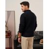 imagePJ PAUL JONES Mens Quarter Zip Sweater Lightweight Casual Pullover Mock Neck Textured SweatersBlack