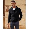 imagePJ PAUL JONES Mens Quarter Zip Sweater Lightweight Casual Pullover Mock Neck Textured SweatersBlack