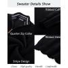 imagePJ PAUL JONES Mens Quarter Zip Sweater Lightweight Casual Pullover Mock Neck Textured SweatersBlack