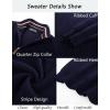 imagePJ PAUL JONES Mens Quarter Zip Sweater Lightweight Casual Pullover Mock Neck Textured SweatersNavy Blue