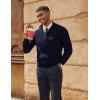 imagePJ PAUL JONES Mens Quarter Zip Sweater Lightweight Casual Pullover Mock Neck Textured SweatersNavy Blue