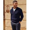 imagePJ PAUL JONES Mens Quarter Zip Sweater Lightweight Casual Pullover Mock Neck Textured SweatersNavy Blue