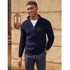 imagePJ PAUL JONES Mens Quarter Zip Sweater Lightweight Casual Pullover Mock Neck Textured SweatersNavy Blue