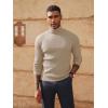 imagePJ PAUL JONES Mens Slim Fit Turtleneck Sweater Casual Ribbed Knitted Pullover SweatersApricot