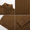 imagePJ PAUL JONES Mens Slim Fit Turtleneck Sweater Casual Ribbed Knitted Pullover SweatersCoffee