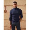 imagePJ PAUL JONES Mens Slim Fit Turtleneck Sweater Casual Ribbed Knitted Pullover SweatersNavy Blue