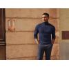 imagePJ PAUL JONES Mens Slim Fit Turtleneck Sweater Casual Ribbed Knitted Pullover SweatersNavy Blue