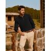 imagePJ PAUL JONES Mens Sweater Cable Knit Polo Collar Sweaters for Fall WinterBlack