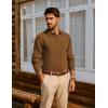 imagePJ PAUL JONES Mens Sweater Cable Knit Polo Collar Sweaters for Fall WinterCoffee