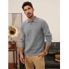 imagePJ PAUL JONES Mens Sweater Cable Knit Polo Collar Sweaters for Fall WinterDark Grey