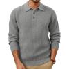 imagePJ PAUL JONES Mens Sweater Cable Knit Polo Collar Sweaters for Fall WinterDark Grey