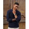imagePJ PAUL JONES Mens Sweater Cable Knit Polo Collar Sweaters for Fall WinterNavy