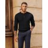 imagePJ PAUL JONES Mens Sweater Casual Henley Pullover Cable Knitted SweaterBlack