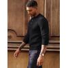 imagePJ PAUL JONES Mens Sweater Casual Henley Pullover Cable Knitted SweaterBlack