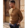 imagePJ PAUL JONES Mens Sweater Casual Henley Pullover Cable Knitted SweaterCoffee
