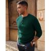 imagePJ PAUL JONES Mens Sweater Casual Henley Pullover Cable Knitted SweaterDark Green