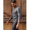 imagePJ PAUL JONES Mens Sweater Casual Henley Pullover Cable Knitted SweaterGrey